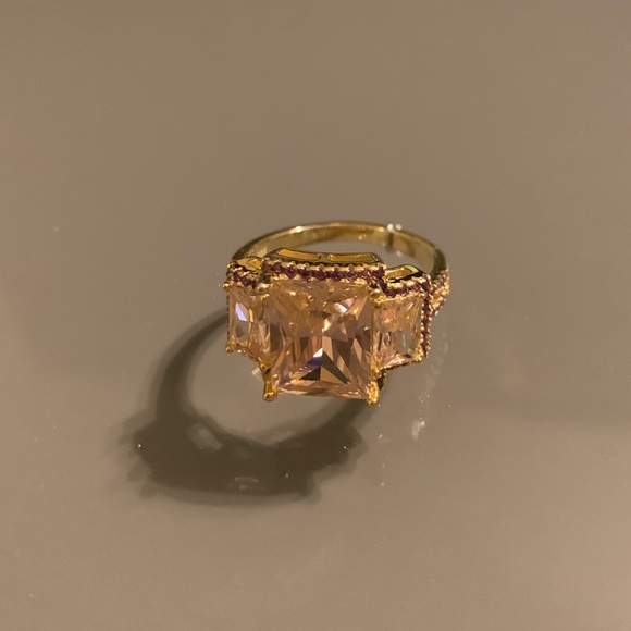 Savvy Cie 18K Gold Vermeil Radiant Cut 3Stone Ring - Picture 6 of 16